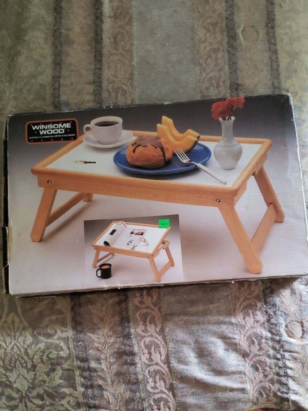 Vintage 90s Beech Wood Flip Top Bed Table Tray by Winsome